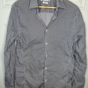 Men's Striped Shirt - Blue and White